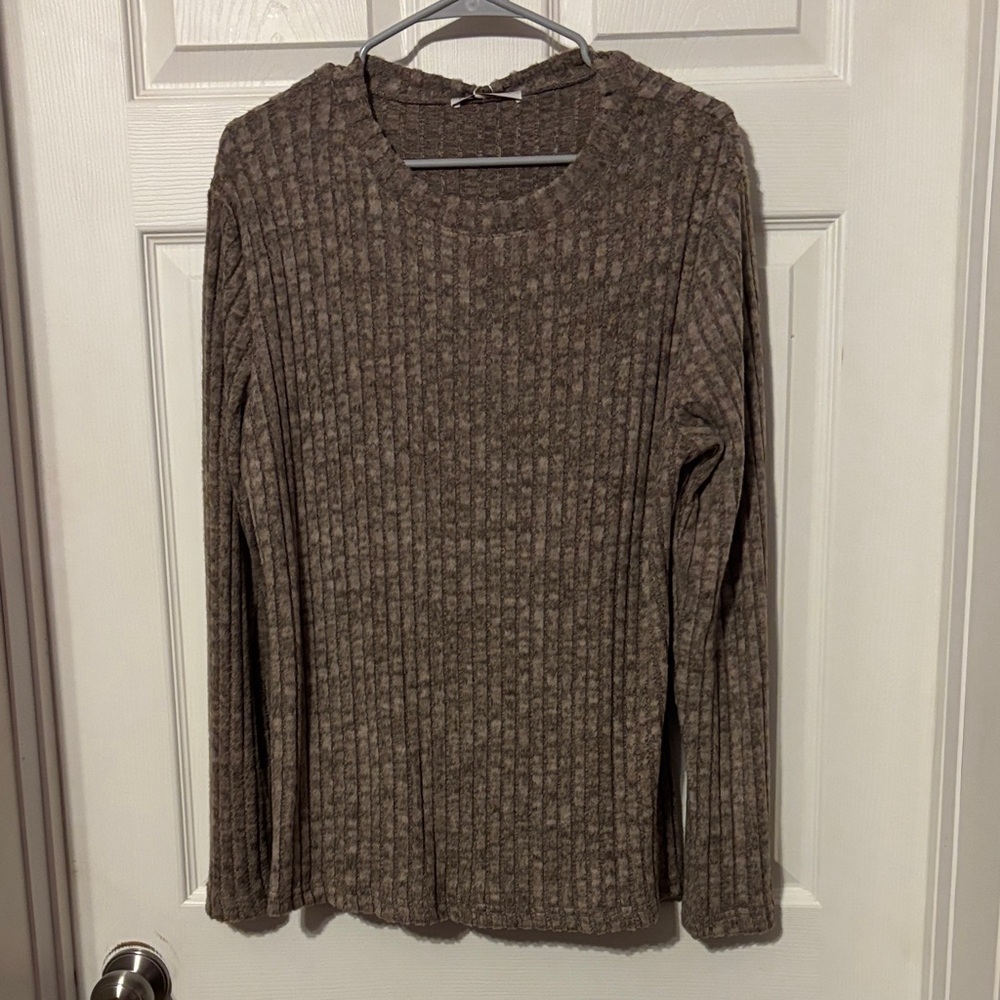 Women's Ribbed Brown Sweater